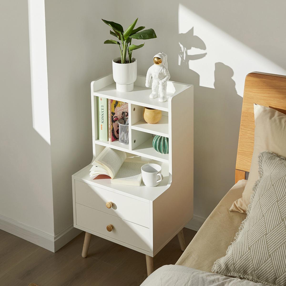 NACHTTISCH Weiß - Weiß, Holzwerkstoff (43/81/36cm) - SoBuy