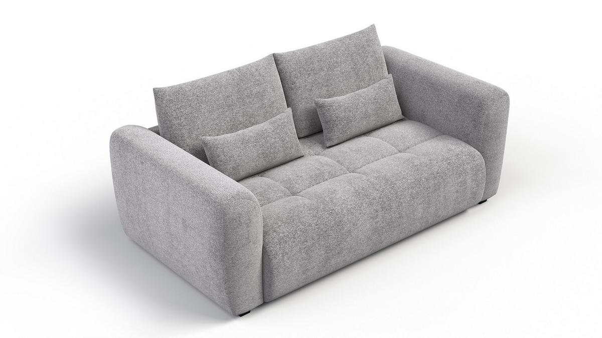 SOFA SORENO 3-Sitzer, platingrau - Schwarz/Grau, Holz/Textil (214/94/114cm) - Wozimo