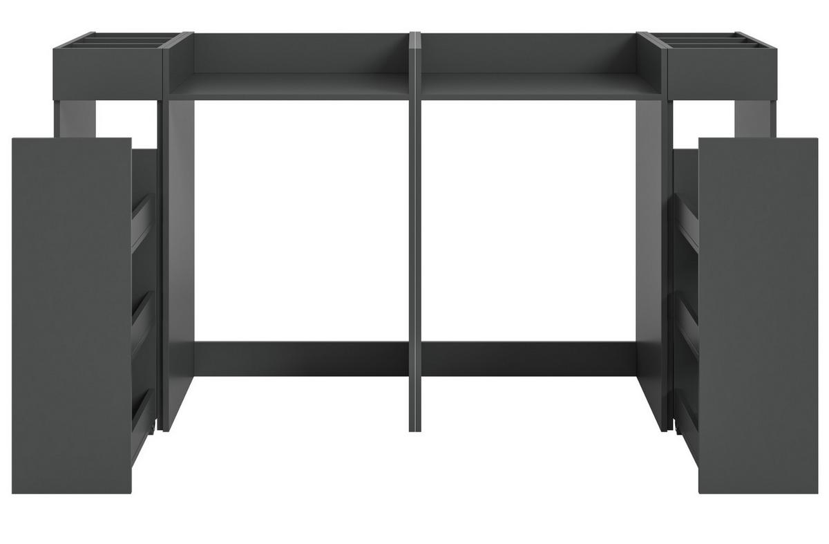 WASCHMASCHINENUMBAU Set grau 4-teilig, 2 x Überbauschrank und 2 x Anstellregal - Schwarz/Grau, Holzwerkstoff/Metall (190/101/60cm) - Inn.Furn