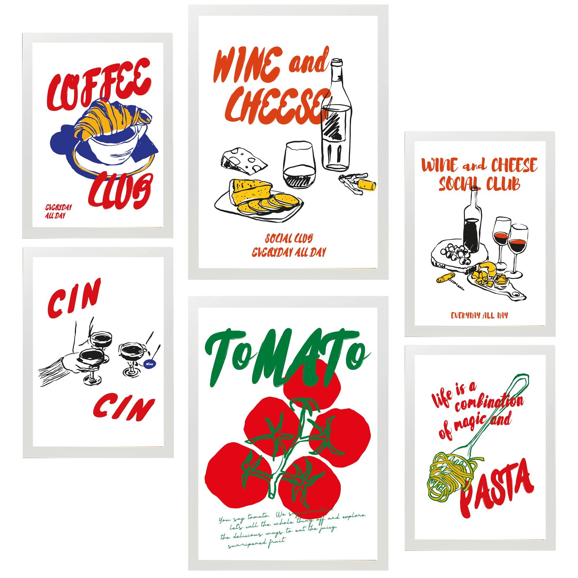 POSTER Set Mit 6 Von Lebensmitteln & Gerichten Im Pop Art A3 & A4 Weißer Rahmen - Weiß, Papier (29/3cm) - Nacnic