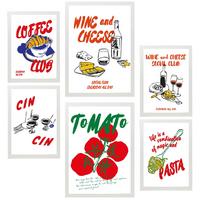 POSTER Set Mit 6 Von Lebensmitteln & Gerichten Im Pop Art A3 & A4 Weißer Rahmen - Weiß, Papier (29/3cm) - Nacnic
