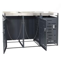 3ER-MÜLLTONNENVERKLEIDUNG H40B rechteckig Anthrazit - Anthrazit, Metall (175/110/62cm) - MCW