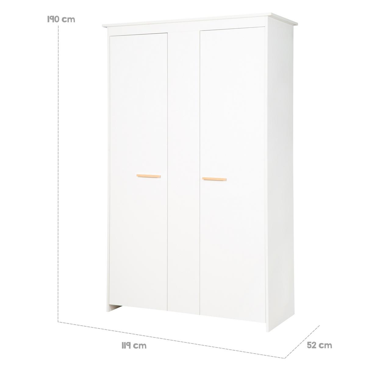 KLEIDERSCHRANK Anton - Weiß, Holz/Holzwerkstoff (119/190/52cm) - Roba
