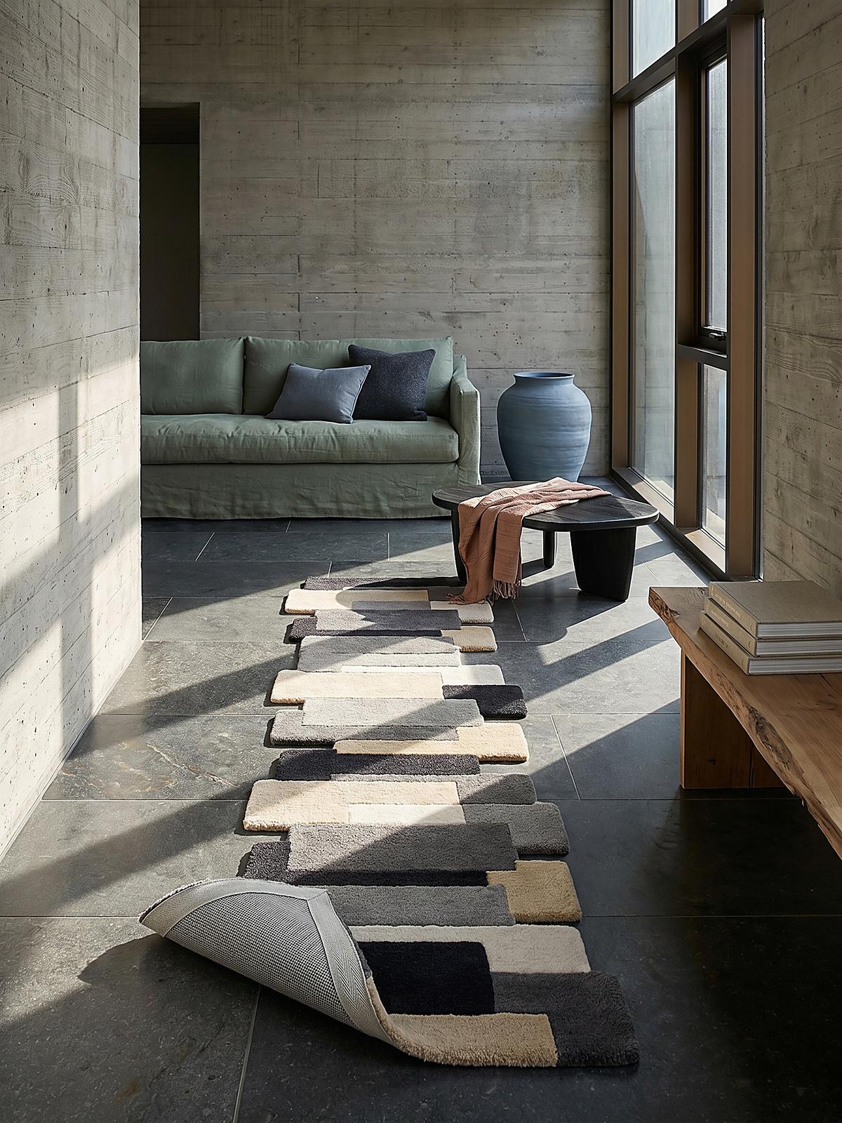 WOLLTEPPICH HALLEIN, geometrisch, Grau-Beige, 60 x 230 cm - Grau, Textil (60/230cm) - KADIMA DESIGN