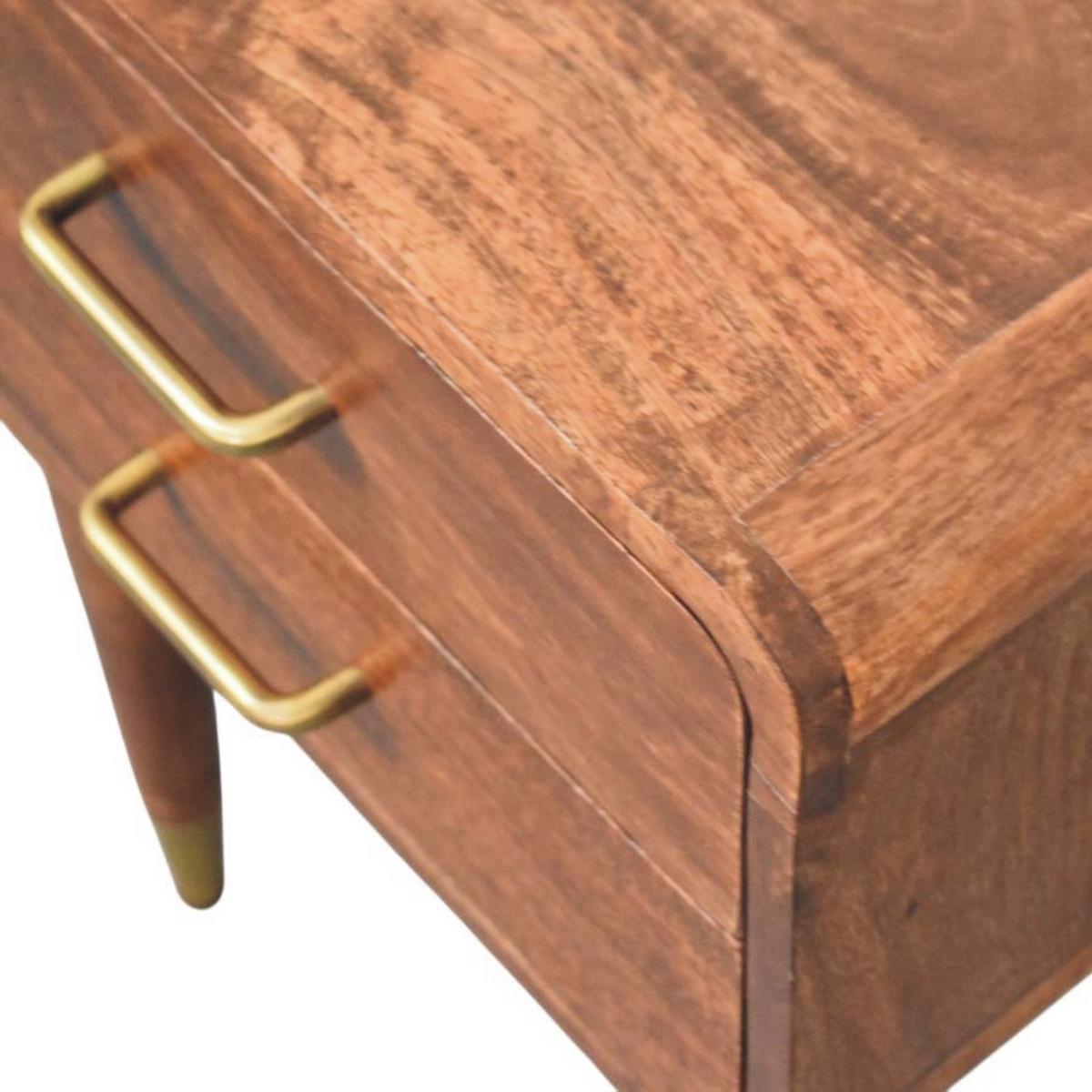 NACHTKASTEN Astor, 2 Schubladen, Dunkelbraun - Rotbraun/Messingfarben, Holz/Metall (45/55/35cm) - Artisan Furniture