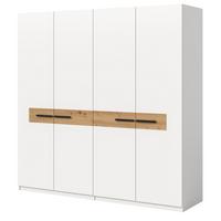 KLEIDERSCHRANK weiß, Artisan Eiche 200 x 201 cm, Drehtürenschrank 4-türig - Schwarz/Weiß, Holzwerkstoff/Kunststoff (200/201/55cm) - Inn.Furn