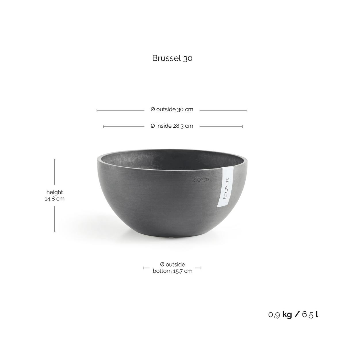 BLUMENTOPF Brussels 30/14,8 cm Grau - Grau, Kunststoff (30/14.8cm) - Ecopots