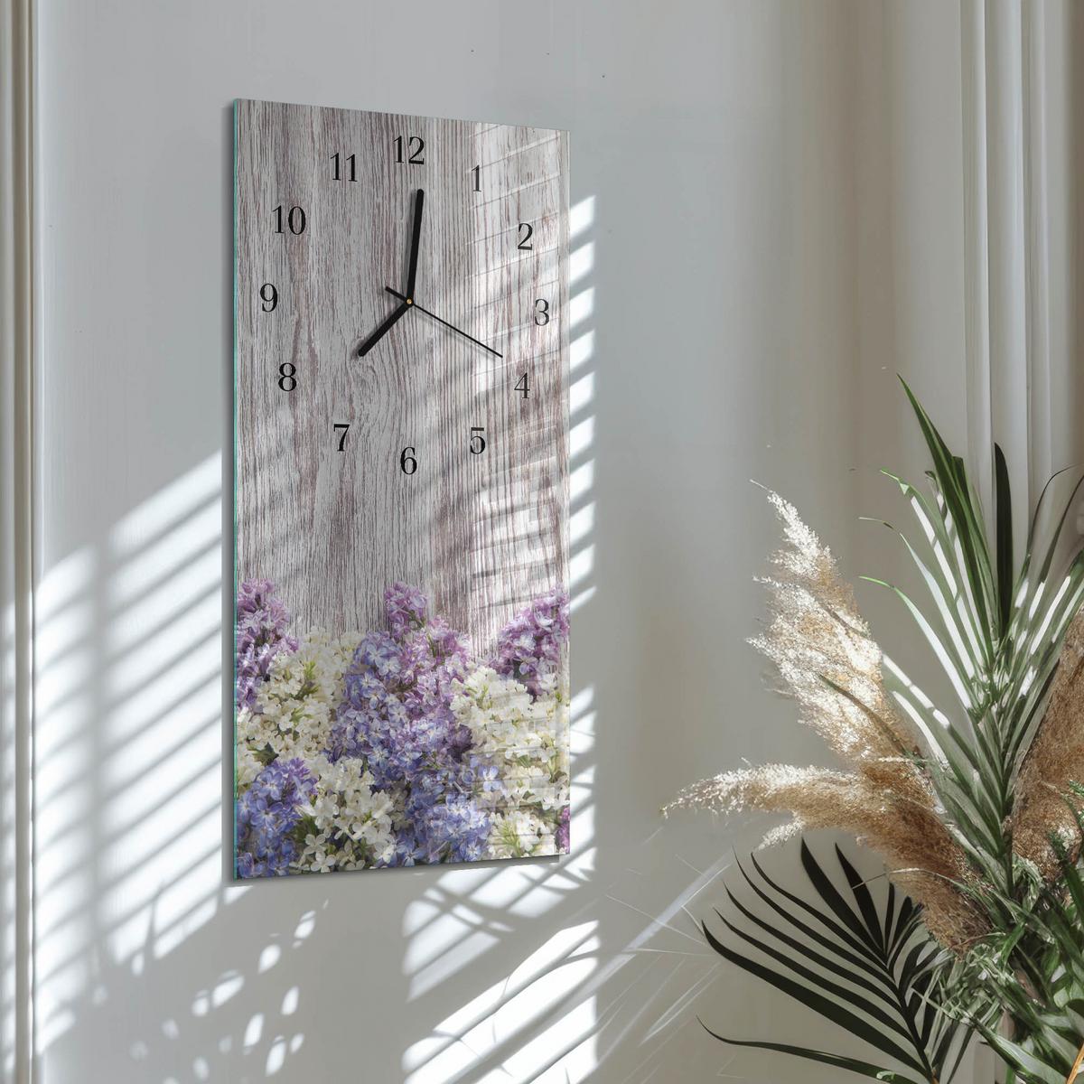 WANDUHR aus Glas 30x60 cm - Lila - Multicolor, Glas (30/60/0.4cm) - TULUP