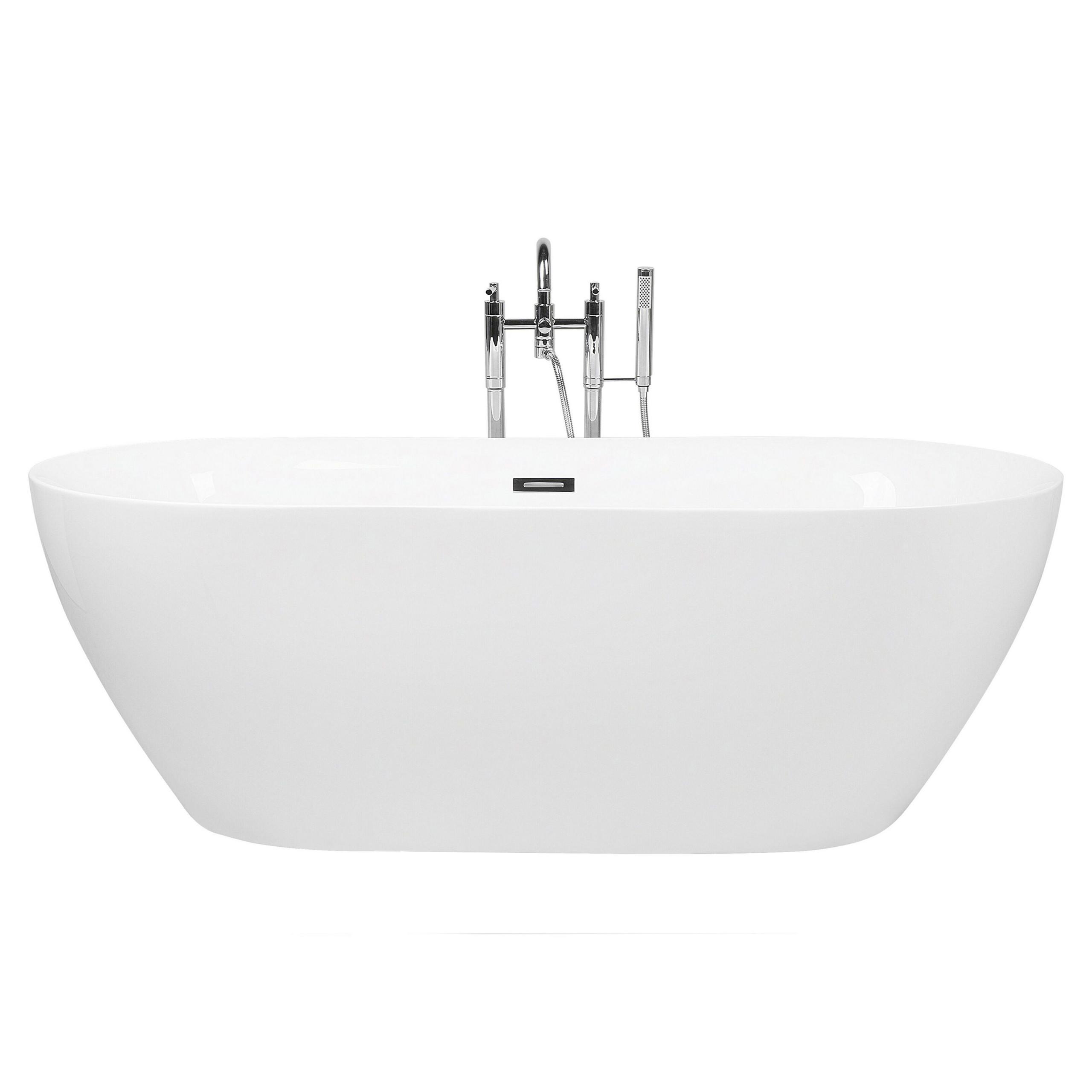 BADEWANNE FREISTEHEND 75x160x58 cm weiß Carrera - Weiß, Kunststoff (75/58/160cm) - Beliani