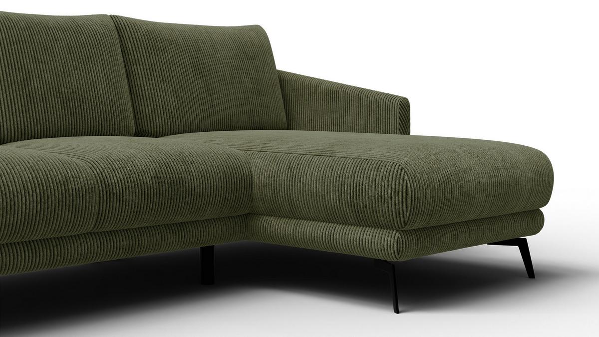 ECKSOFA VILT 3-Sitzer, olive - Schwarz/Olivgrün, Holzwerkstoff/Textil (221/156cm) - Wozimo