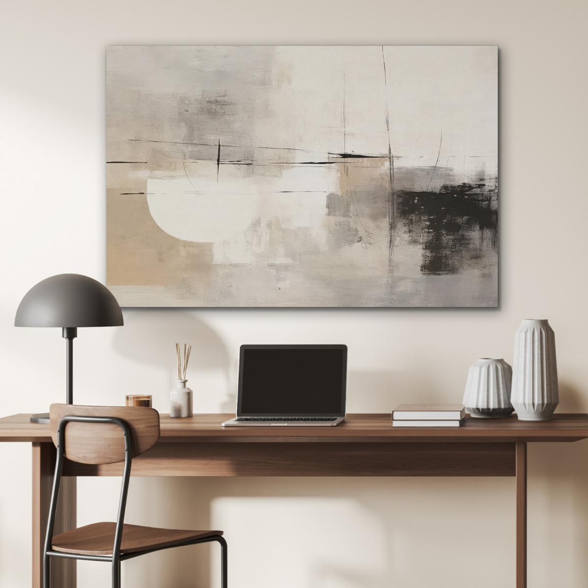 AKUSTIKBILD Abstrakt - Kunst - Grau Wandbild Wohnzimmer 100x70 cm - Hellgrau, Kunststoff (100/70/0.9cm) - MuchoWow