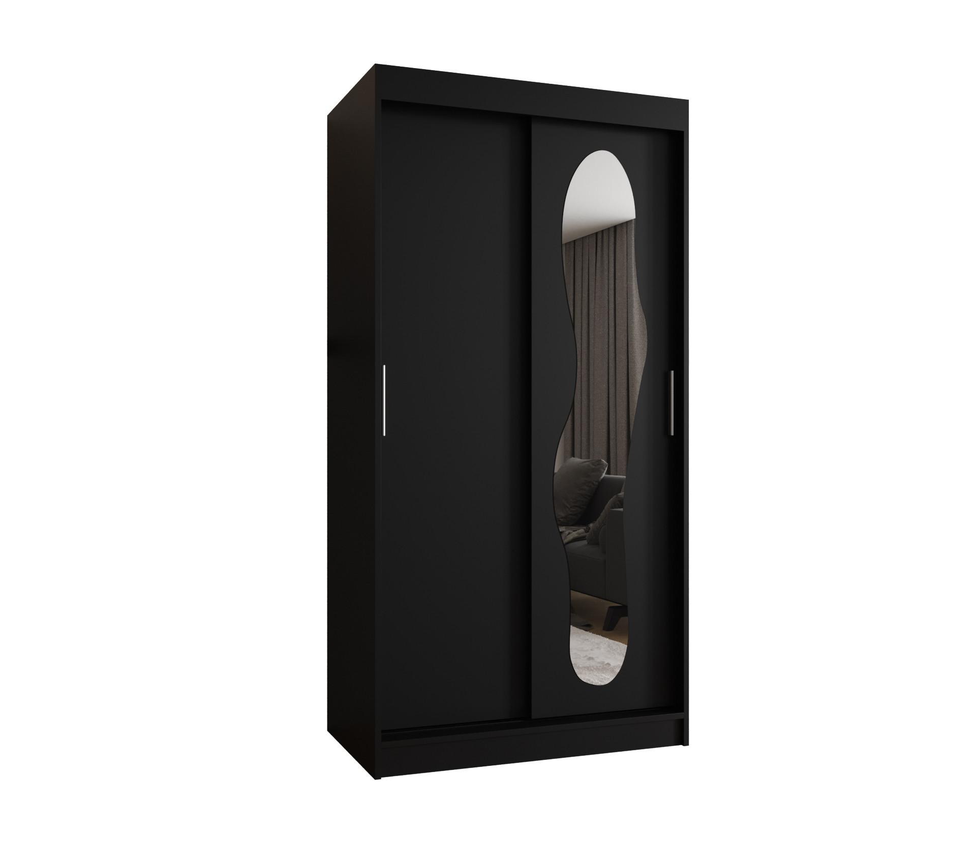 SCHIEBETÜRENSCHRANK mit Spiegel ULTRA 200/100/62 2-türig - Silberfarben/Schwarz, Holz (100/200/62cm) - MÖBEL KRYSPOL
