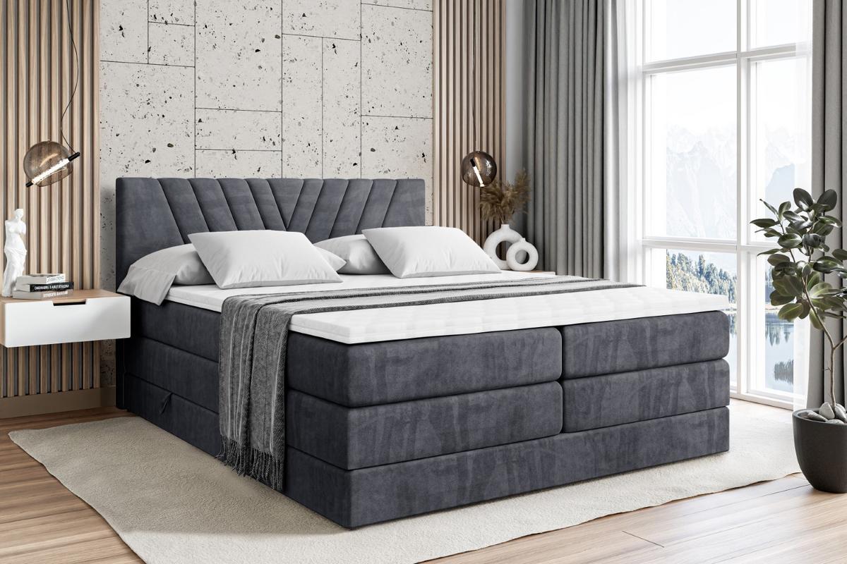 BOXSPRINGBETT ERNINA KING - 140x200 - H3/H4 - Dunkelgrau - Dunkelgrau, Holzwerkstoff (140/200cm) - ALTDECOR