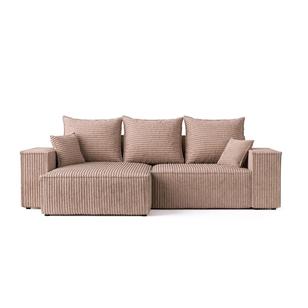 ECKSOFA SENSO mit Schlaffunktion Beige im Tilia Stoff - Beige/Schwarz, Holz/Holzwerkstoff (255/148cm) - AltaBeds