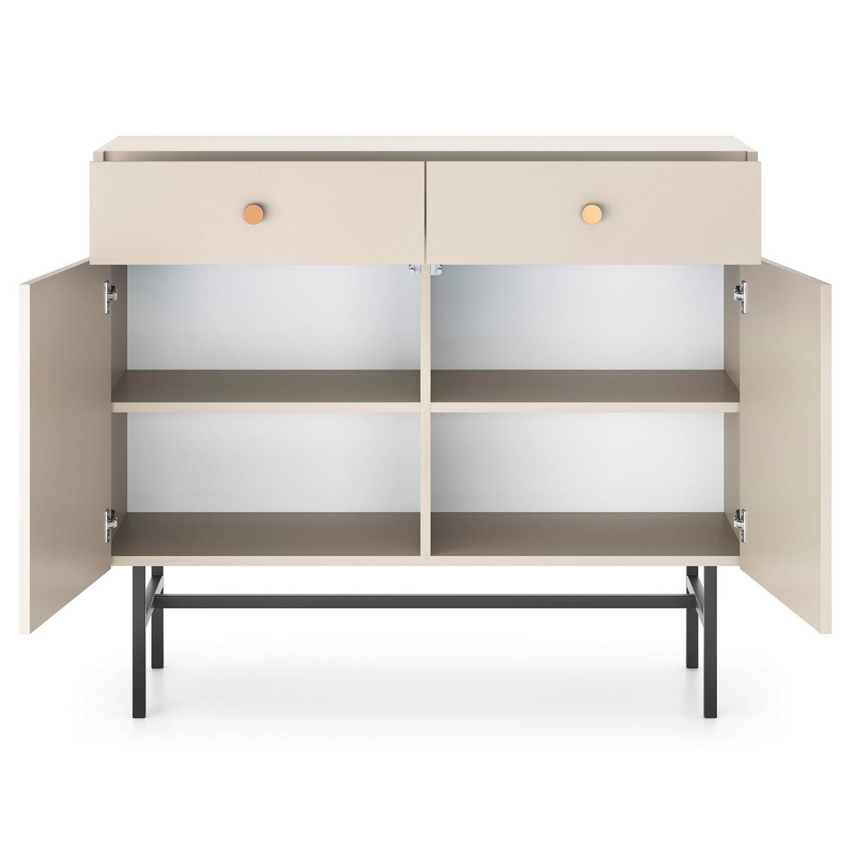 KOMMODE Dalia mit 2 Türen und 2 Schubladen, 104 cm, Kaschmir - Kaschmir/Schwarz, Holzwerkstoff/Metall (104/84/39cm) - Beautysofa