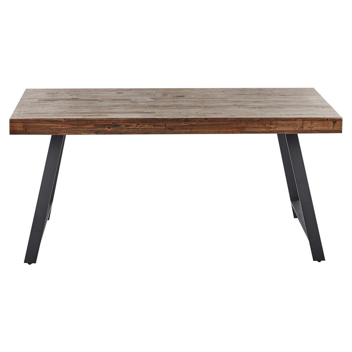 ESSTISCH 160/90 cm Dunkler Holzfarbton/Schwarz Warton - Dunkelbraun/Schwarz, Holz (160/90/74cm) - Beliani