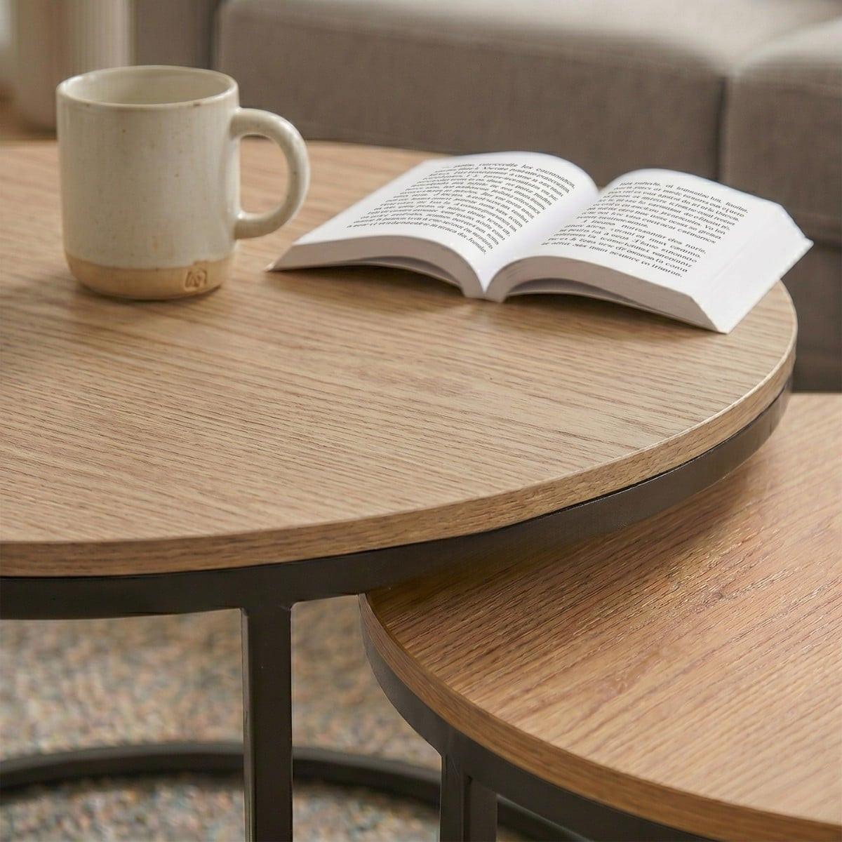 BEISTELLTISCH im 2er-Set - 70/70/45,5 cm - Eichefarben, Holzwerkstoff (77.5/70/45.5cm) - Calicosy