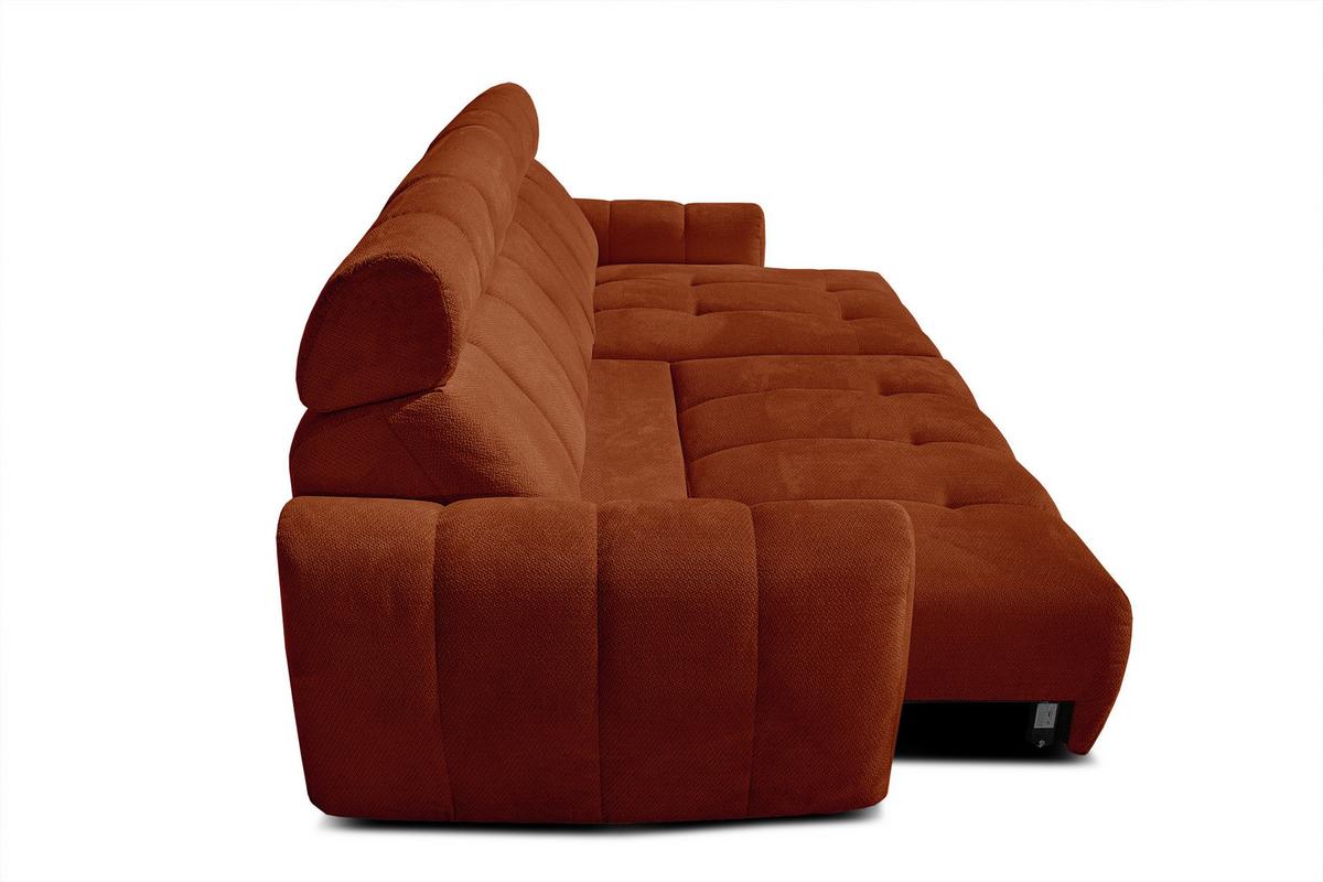 ECKSOFA KIMI 3-Sitzer, ausziehbarer Sitz, verstellbare Kopfstützen, rot - Rot/Schwarz, Holzwerkstoff/Textil (270/160cm) - Wozimo