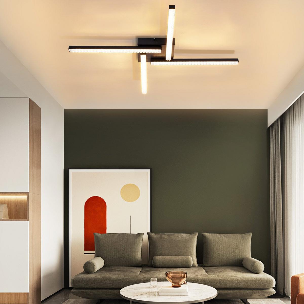 LED-DECKENLEUCHTE Dorthea 57/57/6 cm - Schwarz, Metall (57/57/6cm) - Nettlife