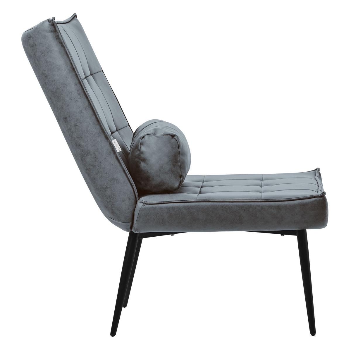 SESSEL Wohnzimmer aus Kunstleder-PU Anthrazit Relaxsessel mit Lendenkissen - Anthrazit/Schwarz, Metall (97/100/79cm) - ML-DESIGN
