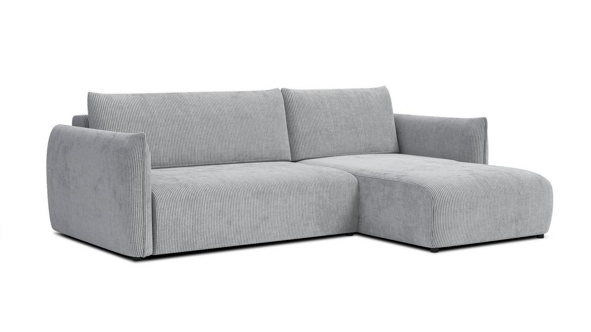 ECKSOFA TAUER 3-Sitzer links, hellgrau - Hellgrau/Schwarz, Holz/Textil (248/173cm) - Wozimo