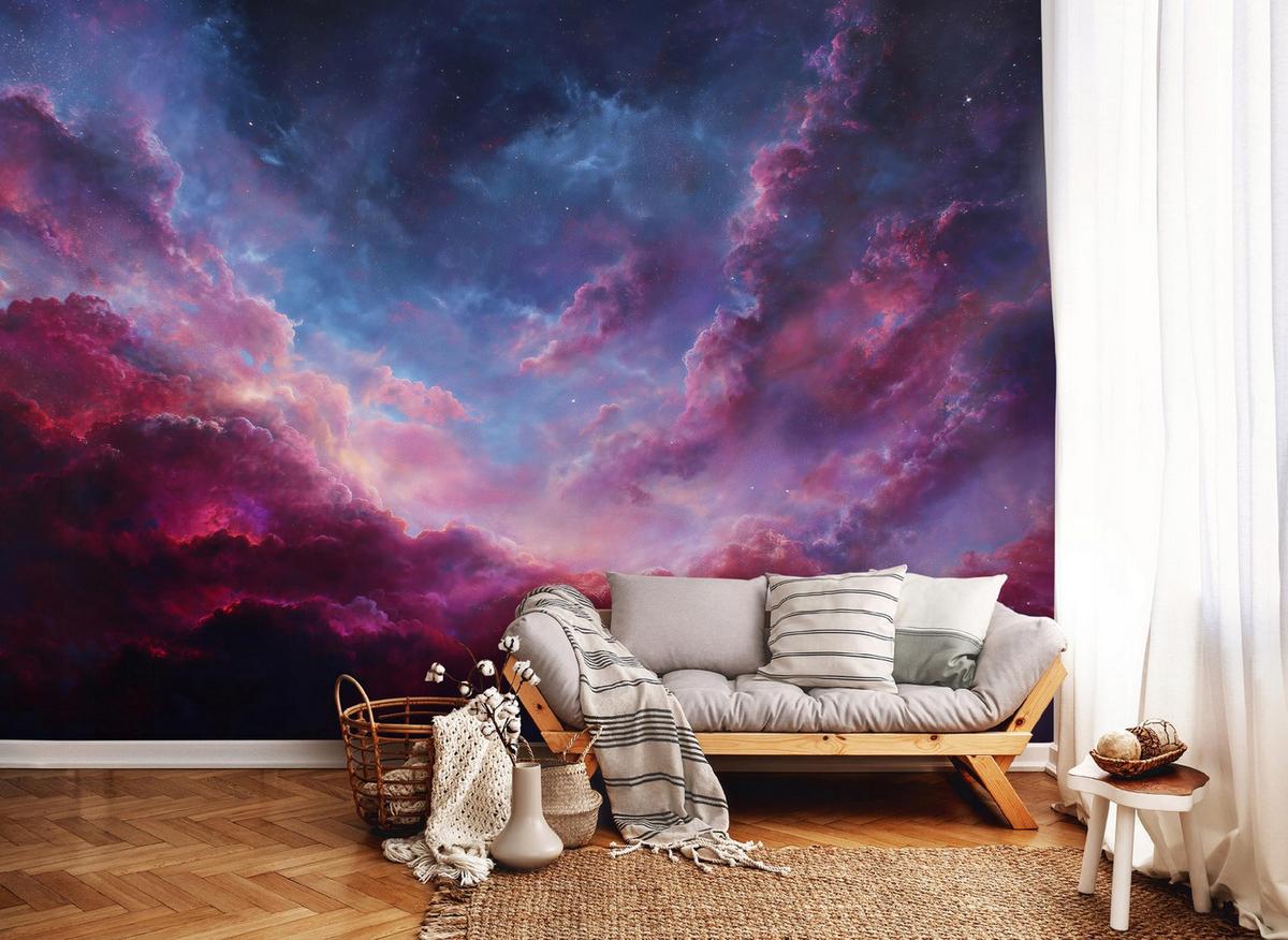 FOTOTAPETE Wolken Himmel Lila 250x175 cm - Multicolor, Papier (250/175cm) - Wallarena