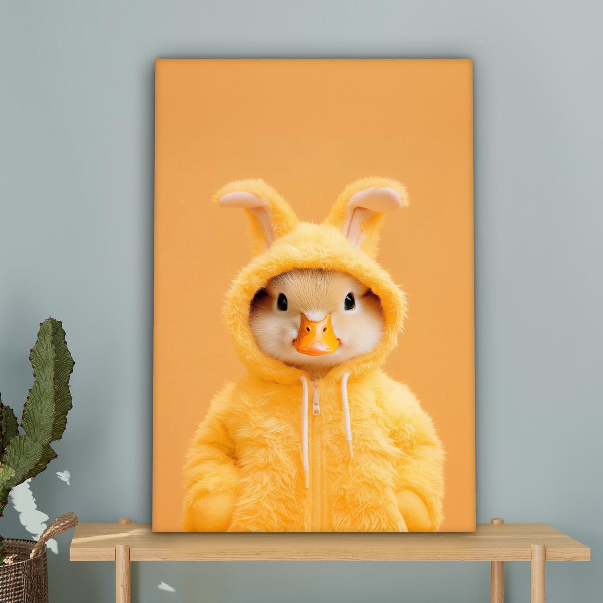 LEINWANDBILD Osterhase - Kostüm - Ente Wanddeko 40x60 cm - Gelb, Textil (40/60cm) - MuchoWow