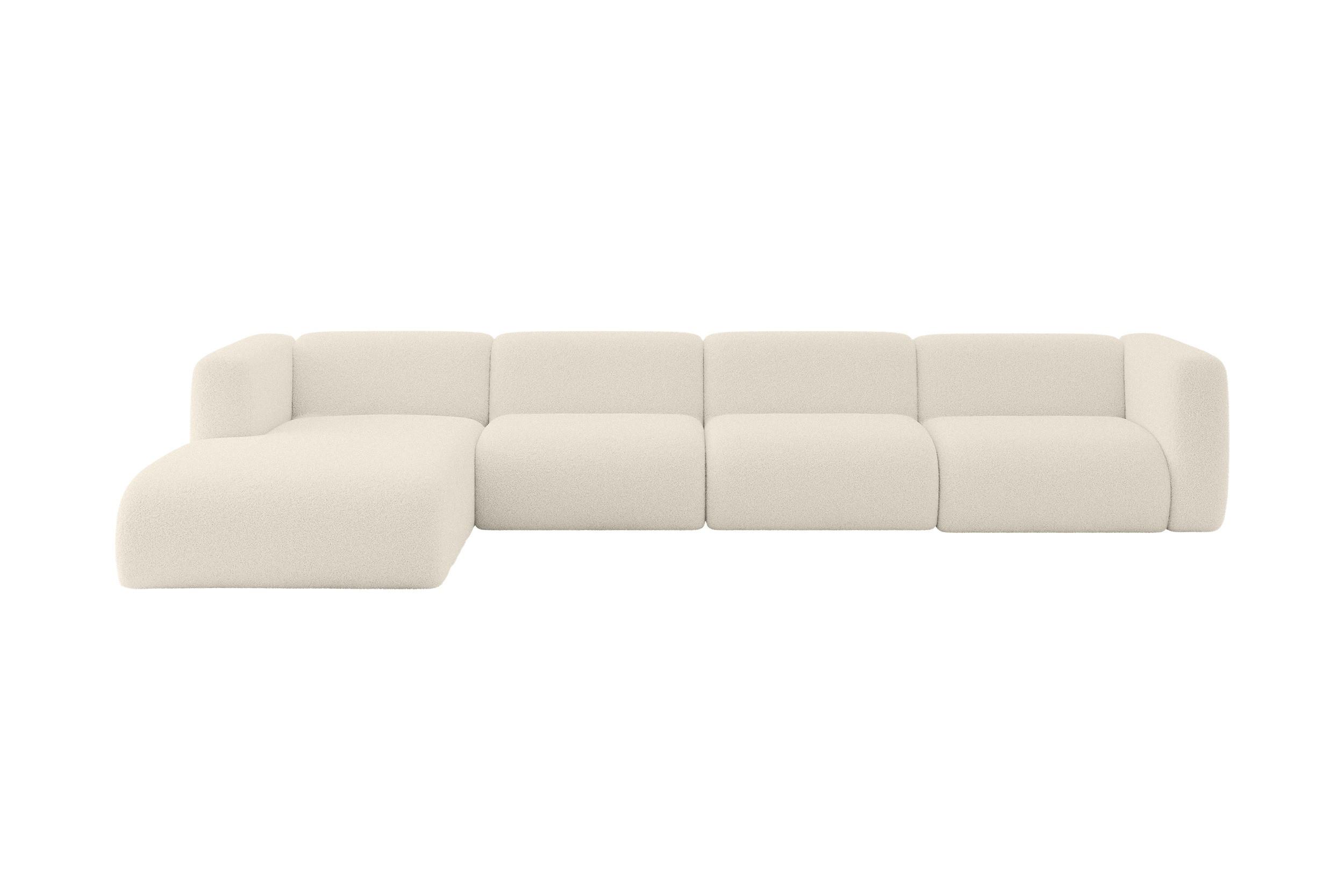 ECKSOFA Ottomane Links MIRA-L3 409x179x70 Beige Bouclé - Kaschmir/Beige, Holzwerkstoff/Kunststoff (409/179cm) - ALTDECOR
