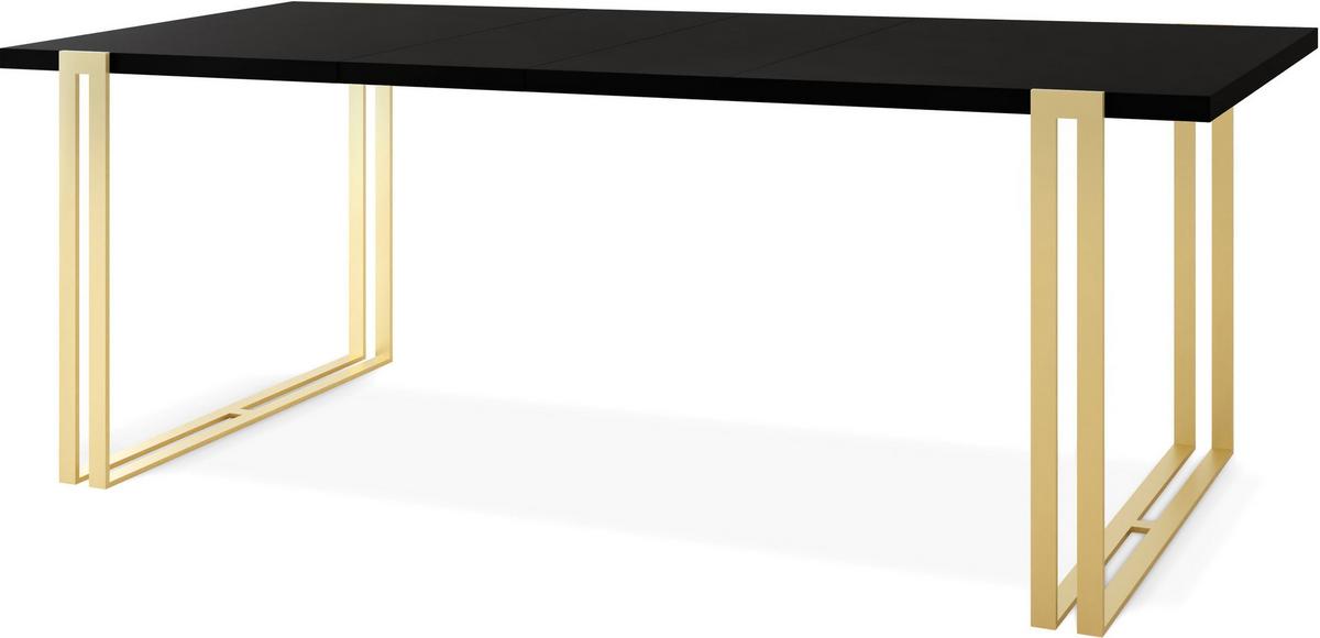 ESSTISCH Stella rechteckig ausziehbar, Schwarz 140-260/80/76 cm - Goldfarben/Schwarz, Holzwerkstoff/Metall (80/240/76cm) - WFL GROUP