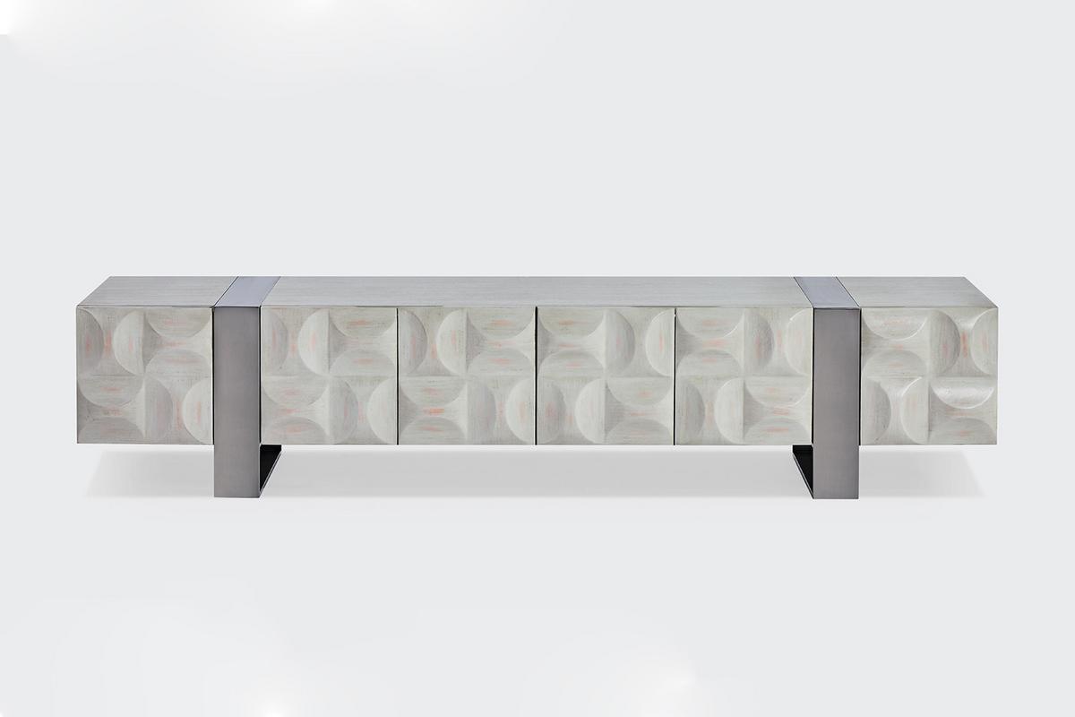 LOWBOARD MARGO Grau Holz, Metall - Grau, Holzwerkstoff/Metall (200/42/40cm) - KAWOLA