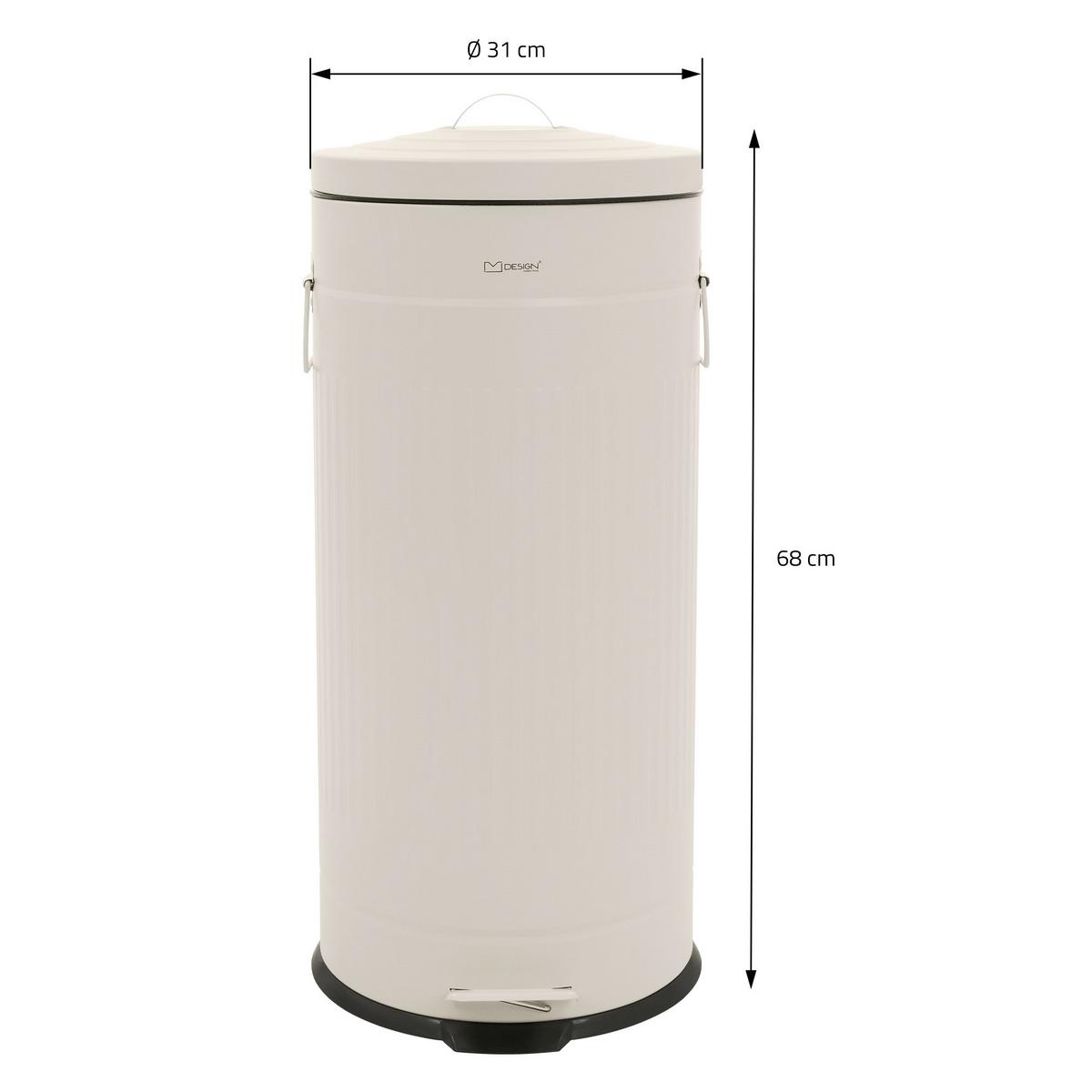 MÜLLEIMER Küche 30L Abfalleimer mit Fußpedal & Softclose-Deckel Beige aus Stahl - Beige, Metall (31/68/37cm) - ML-DESIGN