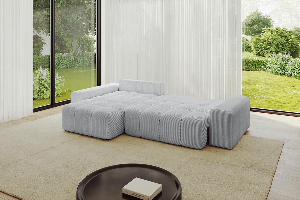 ECKSOFA Ottomane links ENIL-L 297x189x68 Grau Cord - Grau, Holzwerkstoff/Kunststoff (297/189cm) - ALTDECOR