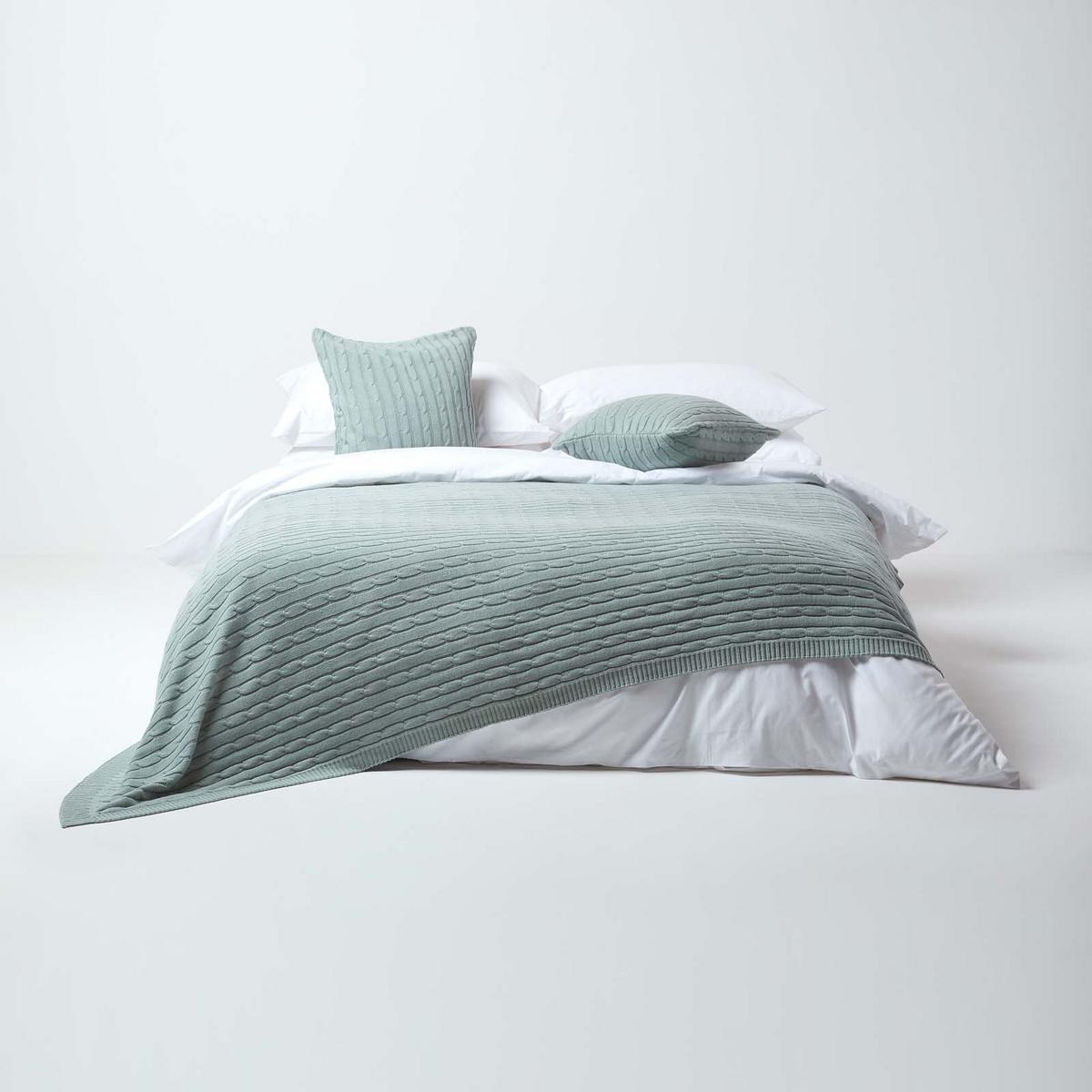 KISSENHÜLLE Zopfmuster 45/45 cm - Blaugrau, Textil (45/45cm) - Homescapes