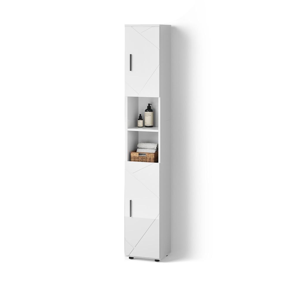 BADSCHRANK Ronco Weiß Hochglanz 30 x 192 cm - Weiß Hochglanz, Holzwerkstoff (30/192/30cm) - Livinity®