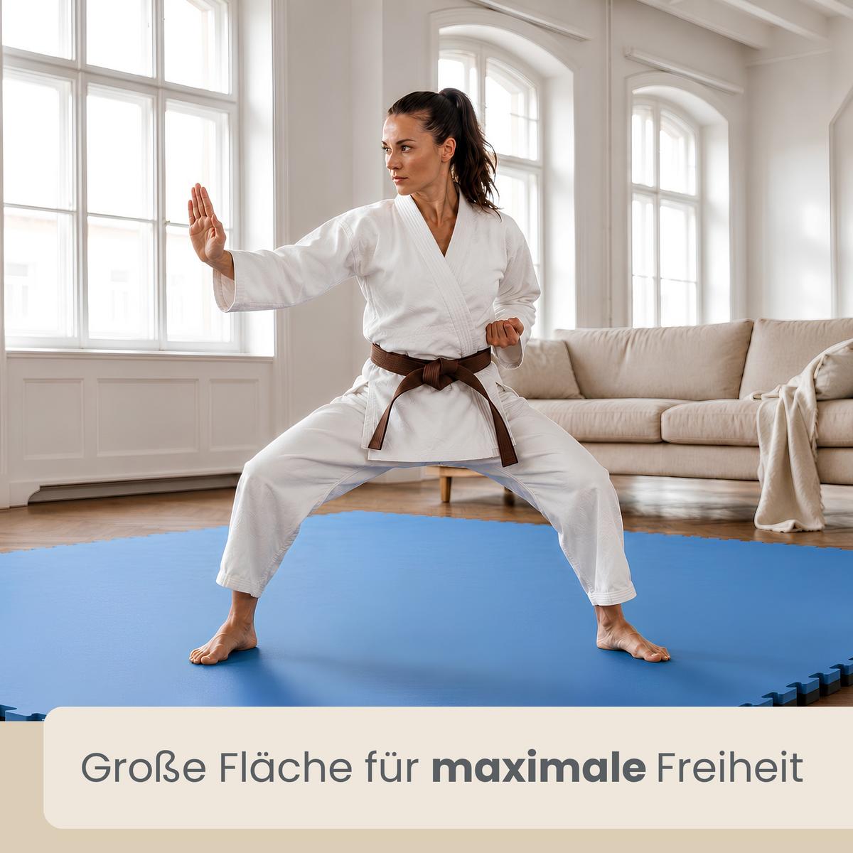 KAMPFSPORTMATTE - 90/90/4 cm - Blau / Schwarz - Blau, Kunststoff (90/90/4cm) - eyepower