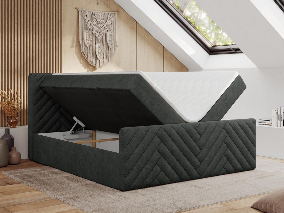 BOXBETT PARIS DUO 120/200 - Dunkelgrau Struktur - H3 - Dunkelgrau, Holz/Textil (120/200cm) - MKS