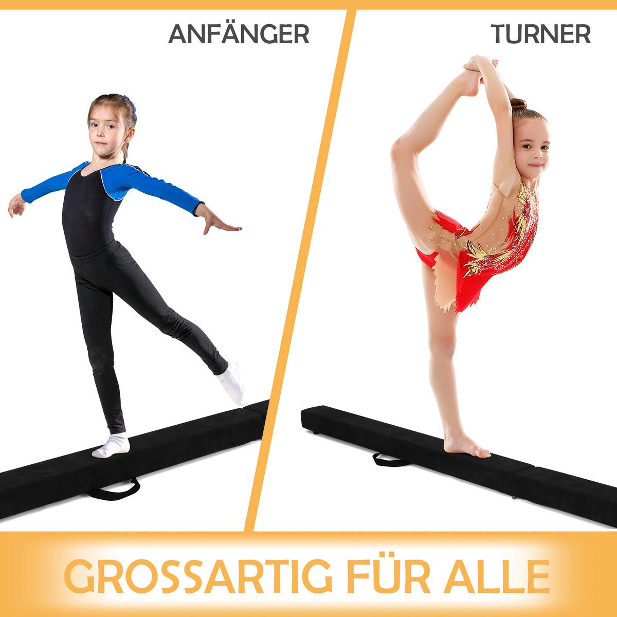 GYMNASTIKBALKEN klappbarer 210 cm Schwarz - Schwarz, Holz (210/10cm) - COSTWAY