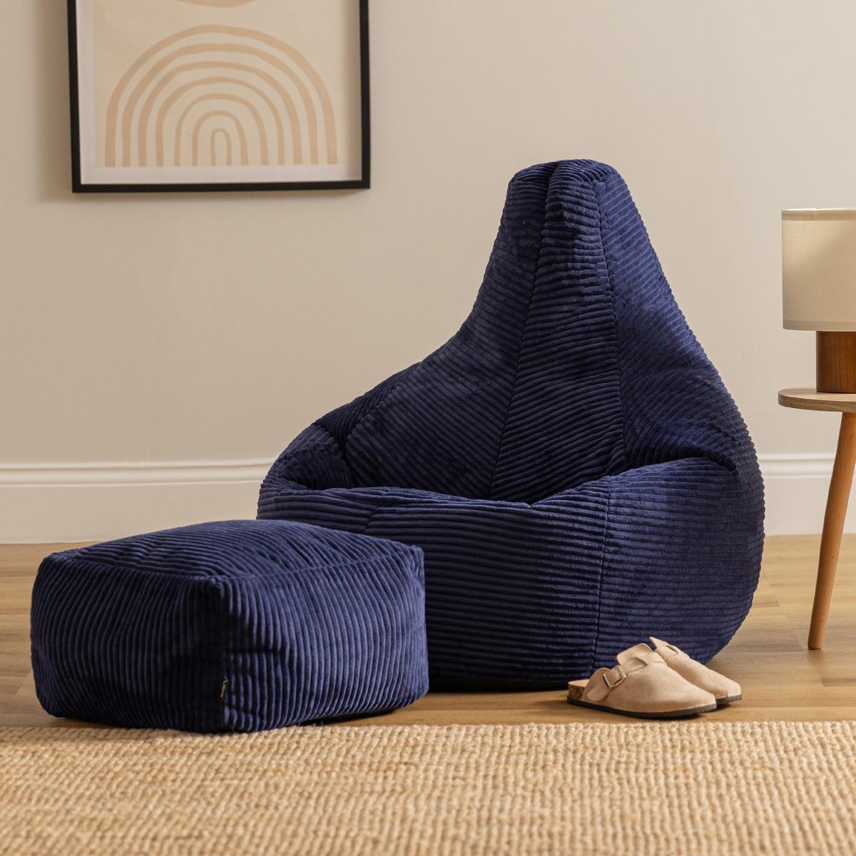 SITZSACK Dalton mit Hocker - Dunkelblau, Textil (82/76/82cm) - icon