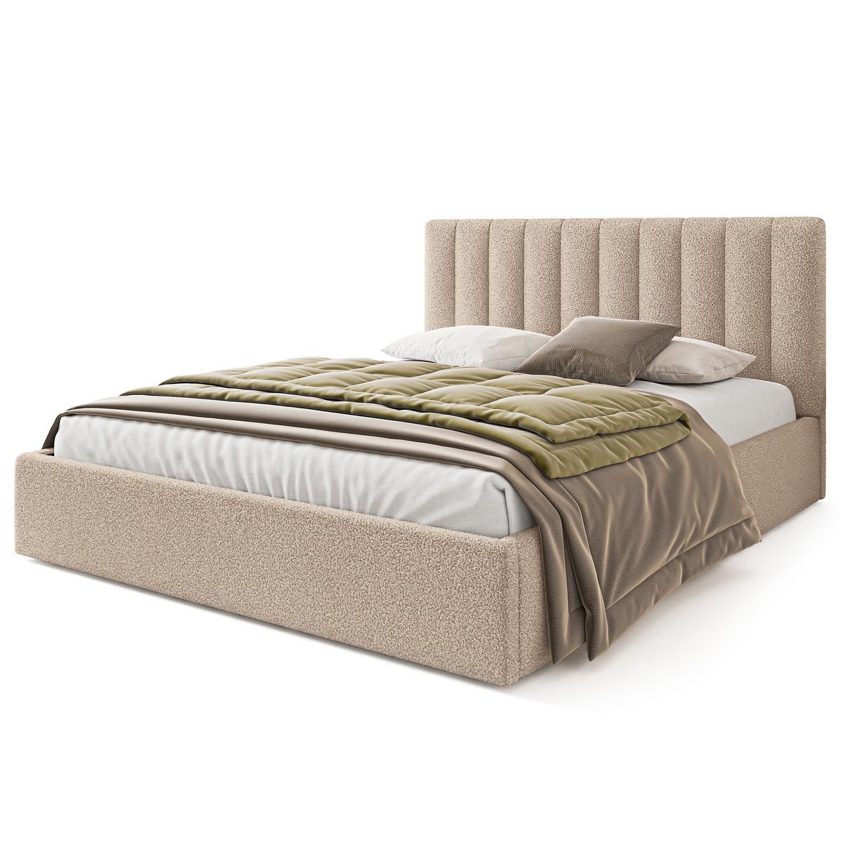 POLSTERBETT DEMERA Q 160x200 cm mit Bettkästen - Beige - Beige, Holz (160/200cm) - MASSENO