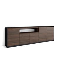SIDEBOARD, Highboard, Dunkler Eiche und Schwarz, 260/37/80cm - Hellbraun, Holzwerkstoff (260/80/37cm) - Skraut Home