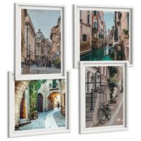 BILDER SET 4er Set - 50x50 cm & 40x60 cm Weißer Rahmen - Venezianische Straßen Wasserarchitektur - Weiß, Kunststoff (50/50cm) - TULUP
