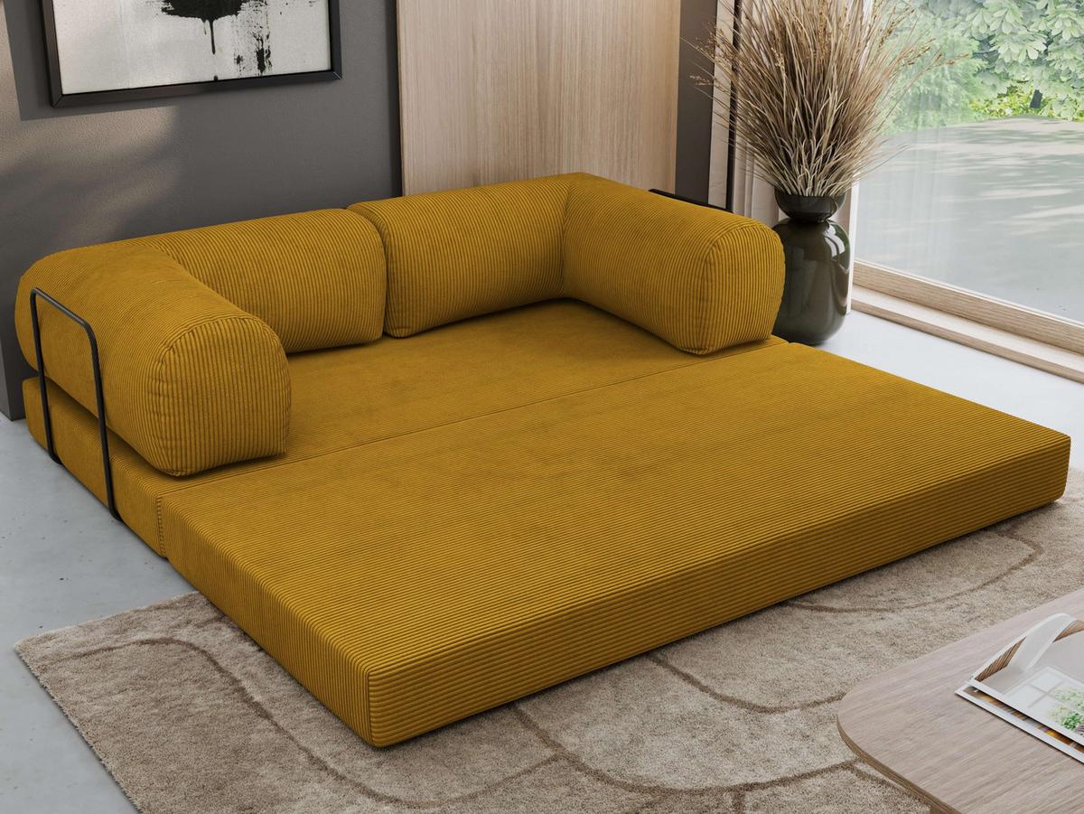 3-SITZER SOFA ORSETTO - Orange Cord - Schwarz/Orange, Textil/Metall (200/70/100cm) - MKS