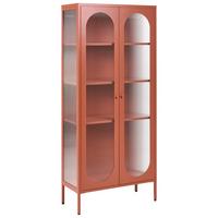 VITRINE mit Glastüren Metall 80 cm Goldbraun Foxton - Goldfarben/Braun, Metall (80/181/35cm) - Beliani