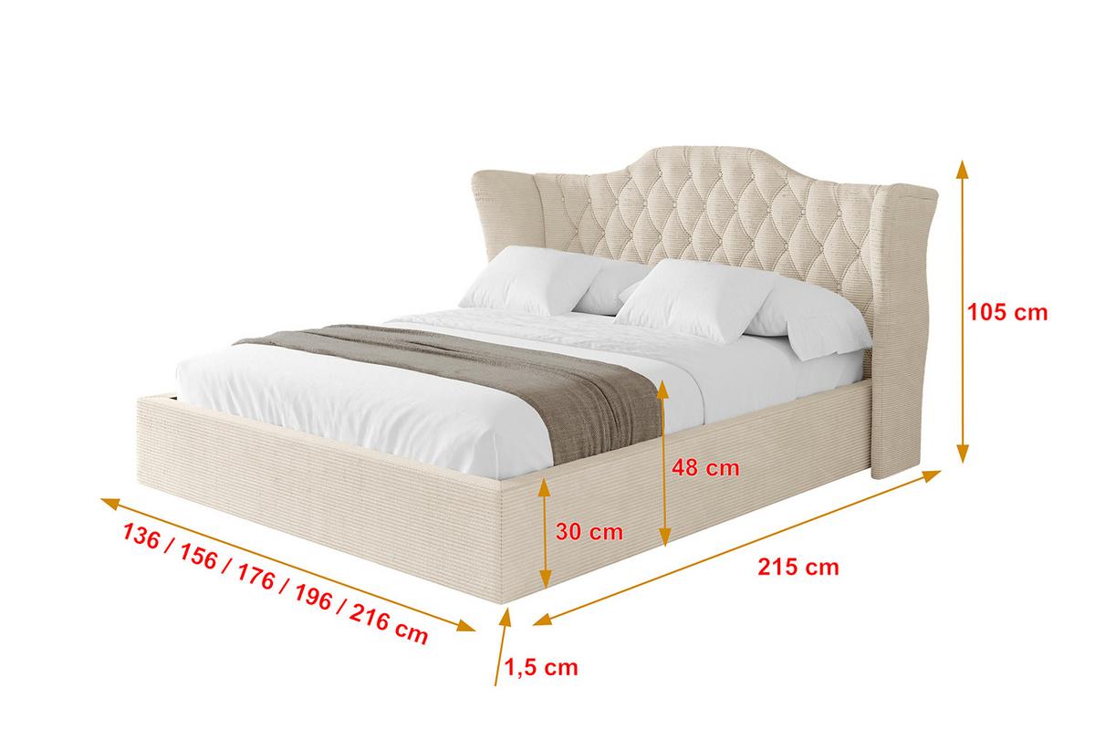 POLSTERBETT mit Bettkasten und Lattenrost, Boxbett ohne Matratze - ZORAN 140x200 Beige - Creme, Holzwerkstoff/Textil (140/200cm) - ALTDECOR