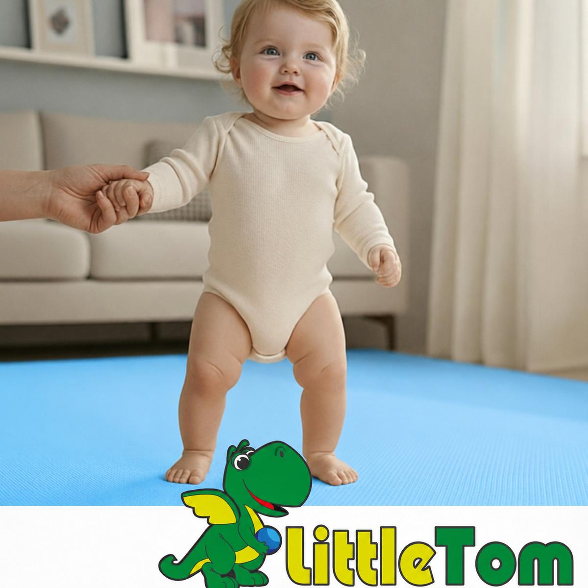 SPIELMATTE ab Null 90 cm Baby Puzzlematte Hellblau - Blau, Kunststoff (30/30cm) - Littletom