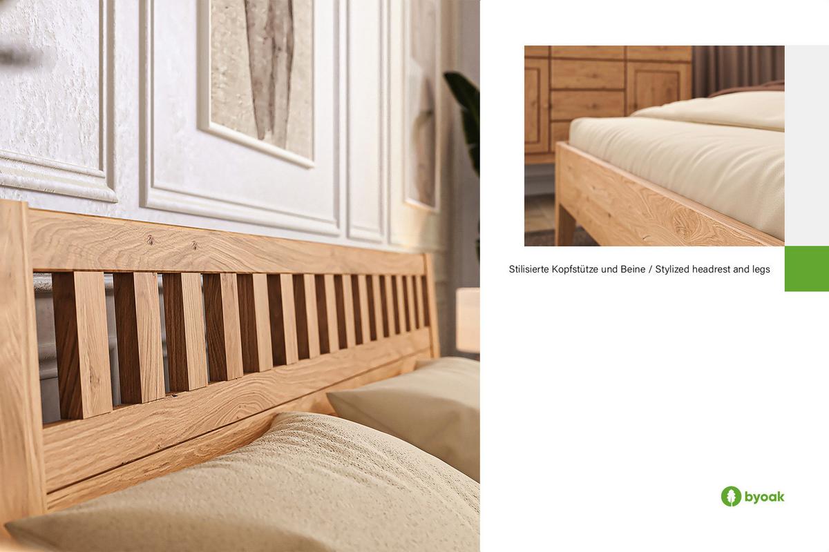 MASSIVHOLZBETT ELIAS 5 100x200 Wildeiche - Alteiche, Holz (100/200cm) - byoak