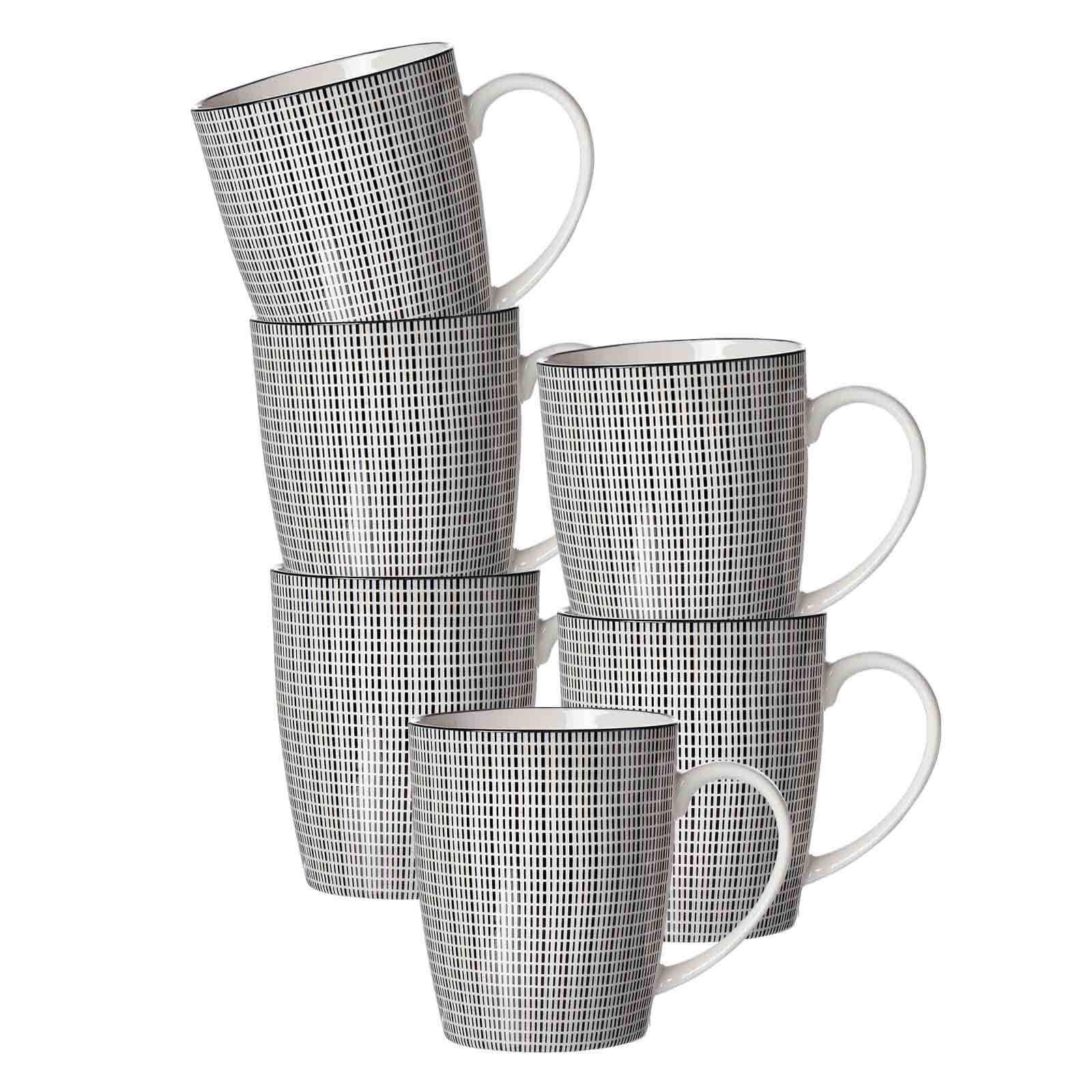 HENKELBECHER Takeo Stripes schwarz-weiß 350 ml 6er Set - Schwarz/Weiß, Keramik (0.35L) - Ritzenhoff Breker