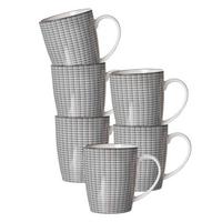 HENKELBECHER Takeo Stripes schwarz-weiß 350 ml 6er Set - Schwarz/Weiß, Keramik (0.35L) - Ritzenhoff Breker