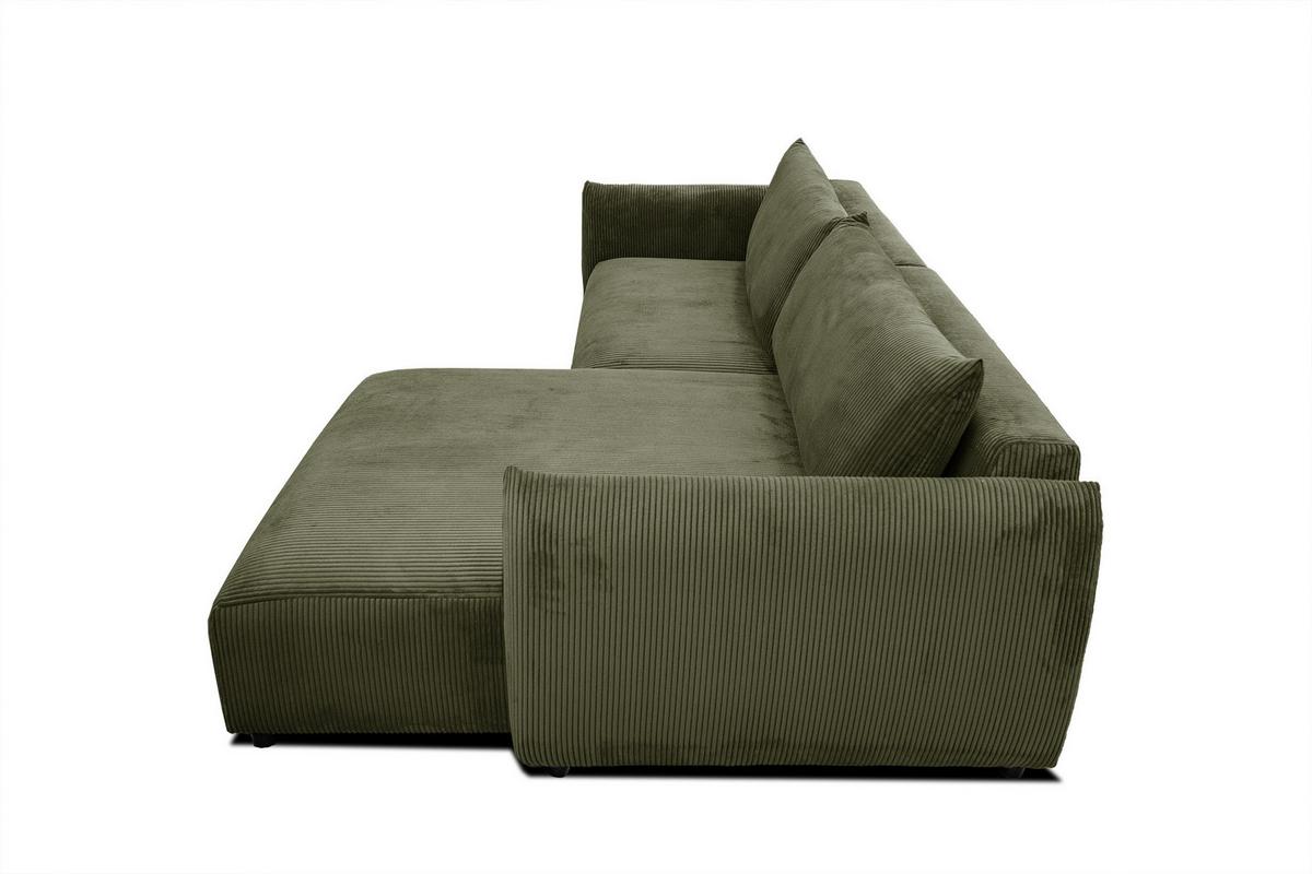 ECKSOFA TAUER 5-Sitzer, olivgrün - Schwarz/Olivgrün, Holzwerkstoff/Kunststoff (292/174cm) - Wozimo