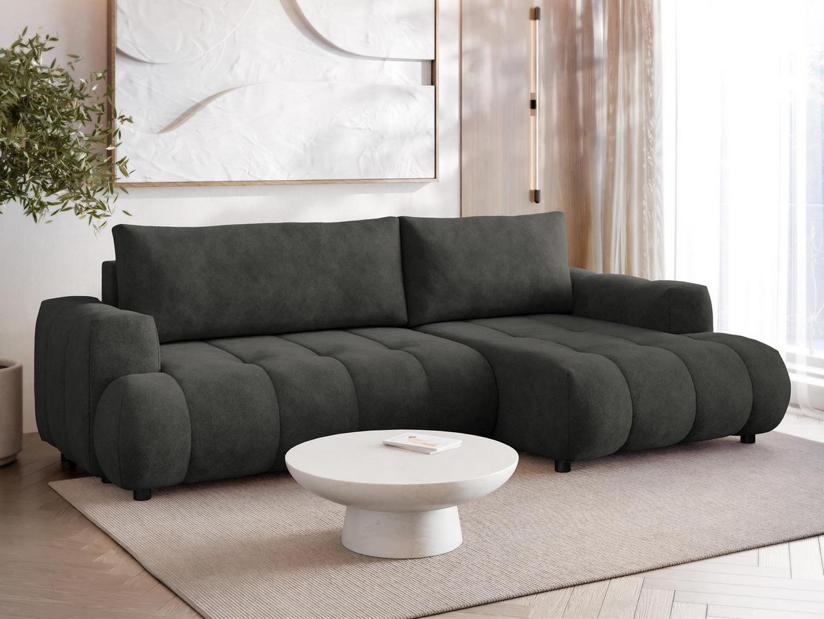 ECKSOFA Haiti, Seite: Rechts 2R+LC - Anthrazit/Schwarz, Holz/Textil (276/156cm) - MIRJAN24